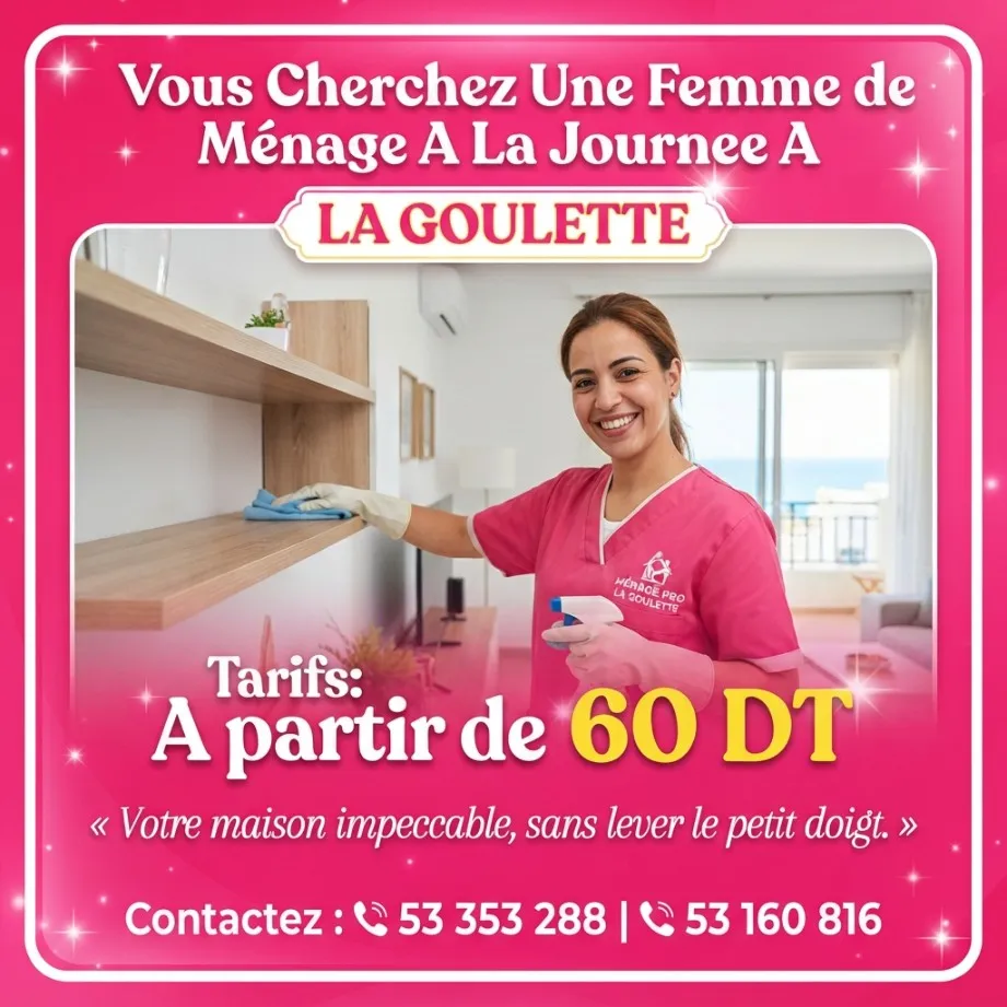 femme de menage par jour a la goulette