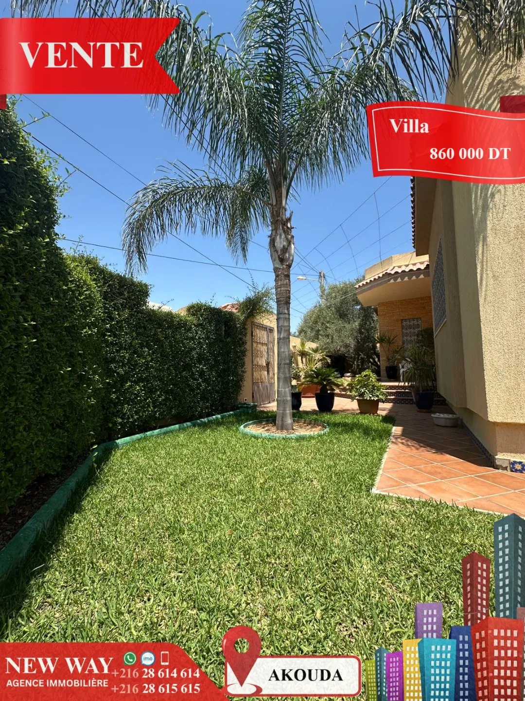 Villa de Plain Pied à Akouda dans un Quartier Résidentiel