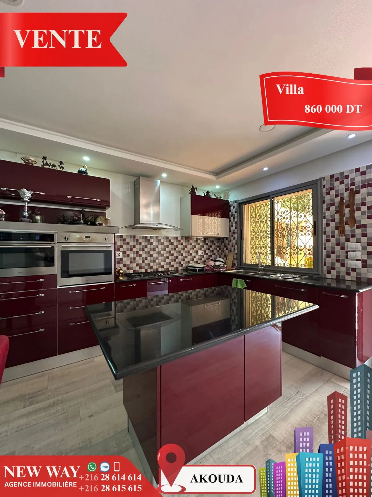 Villa de Plain Pied à Akouda dans un Quartier Résidentiel