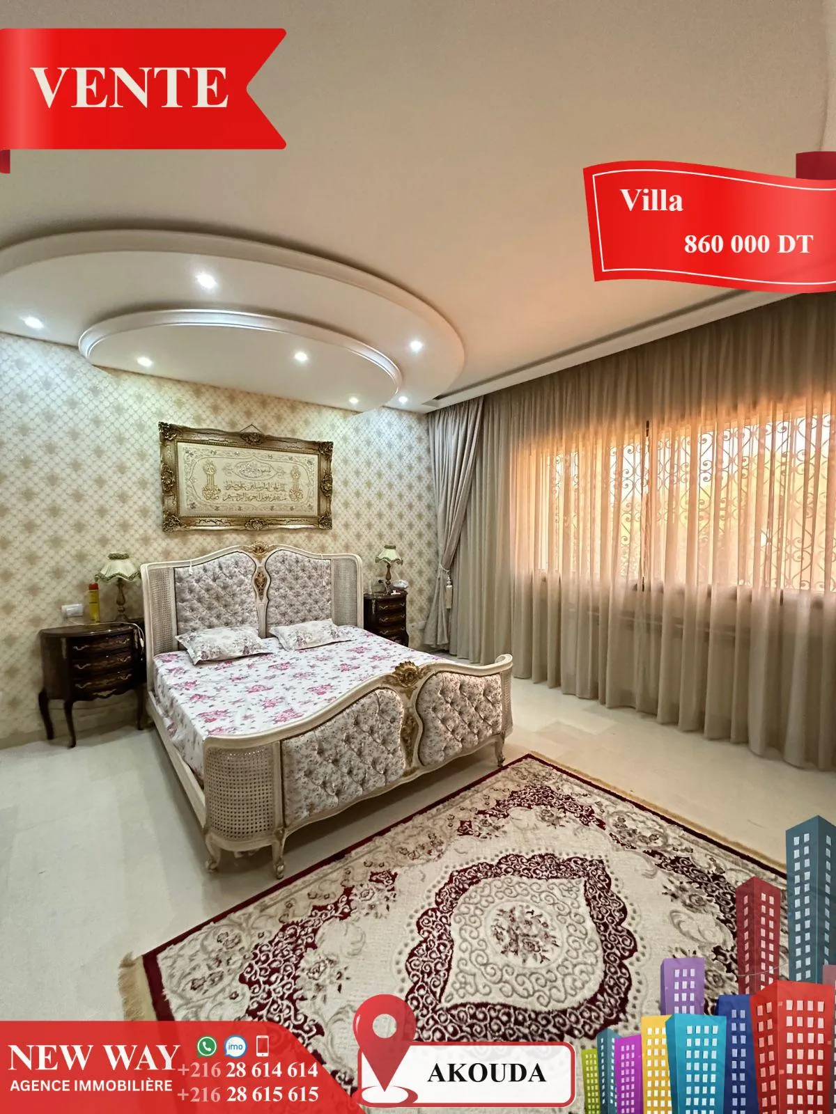 Villa de Plain Pied à Akouda dans un Quartier Résidentiel