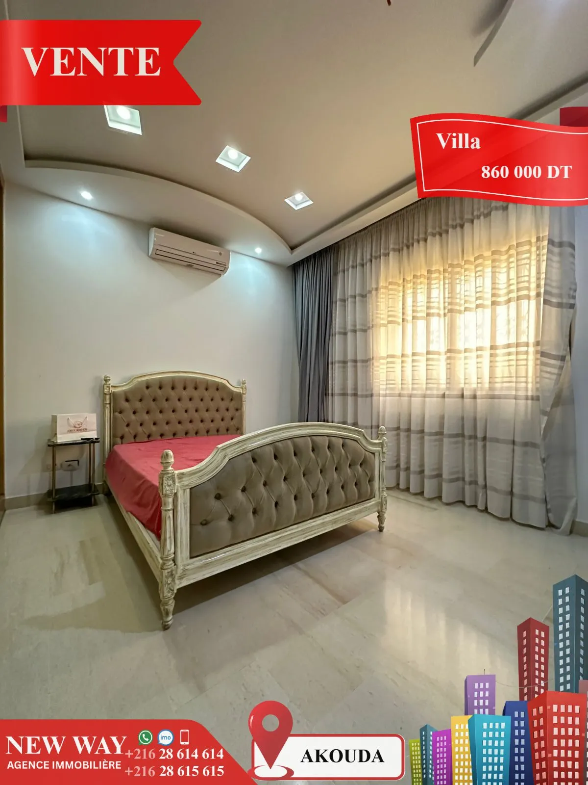 Villa de Plain Pied à Akouda dans un Quartier Résidentiel