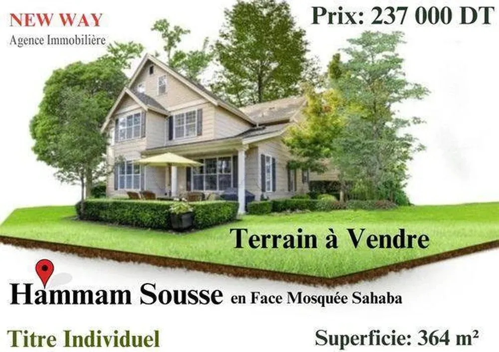 Terrain Fait le Coin à Hammam Sousse en Face Mosquée Sahaba