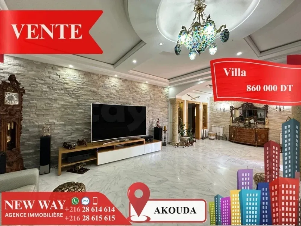 Villa de Plain Pied à Akouda dans un Quartier Résidentiel