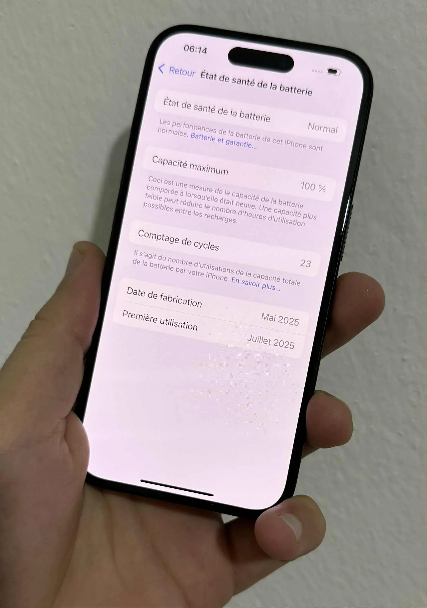 Iphone 16 batterie 100%
