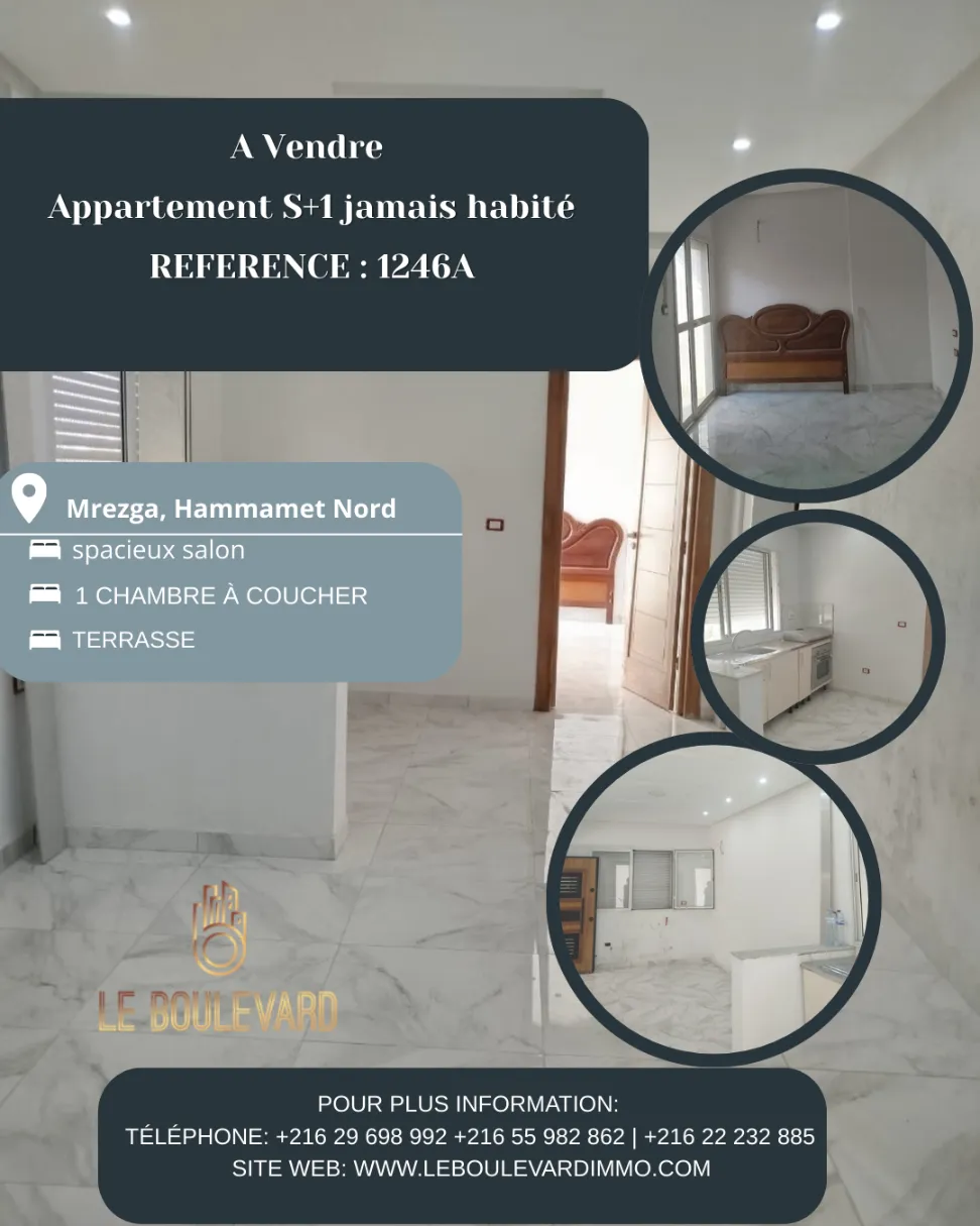 Appartement S1 Jamais Habité à Mrezga, Hammamet Nord