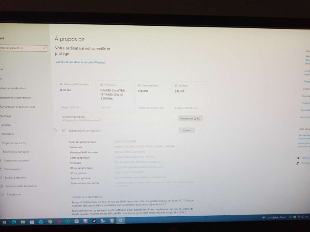 HP i5 8 ram 1 to stokage 28205008