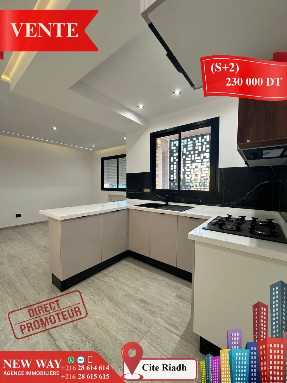 (S+2) Directe Promoteur à Cité Riadh