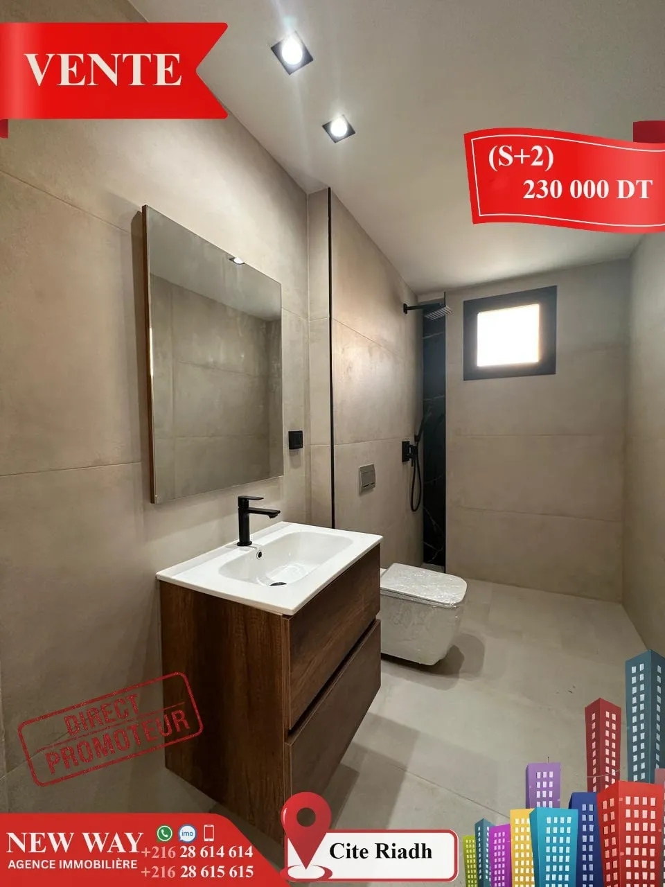 (S+2) Directe Promoteur à Cité Riadh