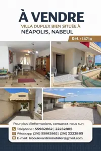 A vendre Villa Duplex S+4à Jasmin , Nabeul