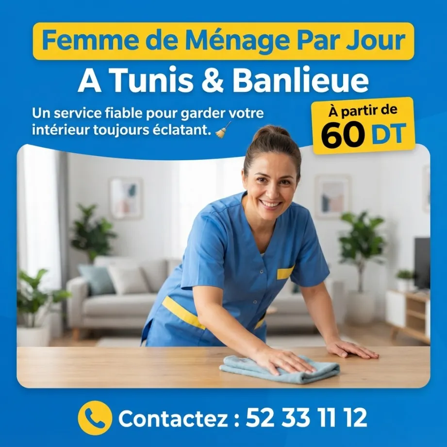 FEMME DE MENAGE PAR JOUR A EL AGBA