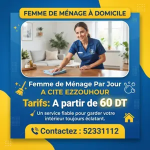 FEMME DE MENAGE PAR JOUR A CITE EZZOUHOUR