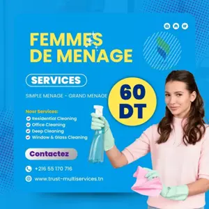 FEMME DE MENAGE A TUNIS – PAR JOUR A Fouchana