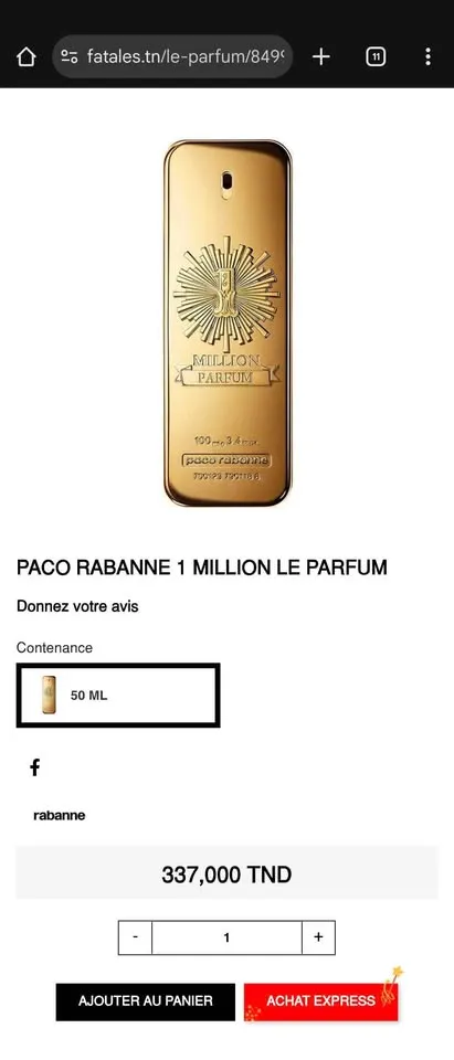 1 MILLION PARFUM 50ml for men