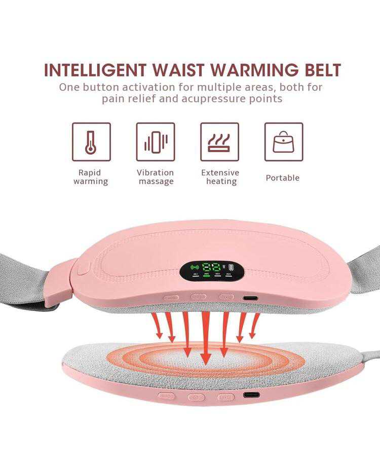 Ceinture de tampon de chaleur et de massage électrique rose
