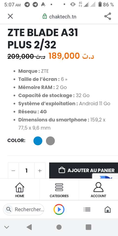 A vendre smartphone ZTE blade A31 Android 11.. avec pawer bank Airmez 20000 mah