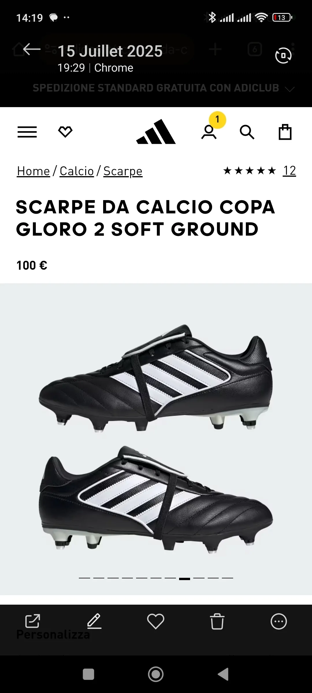 Adidas Original Copa gloro2 SG taille 42. 2/3.