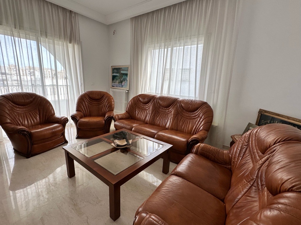 Salon cuir marrons 7 places