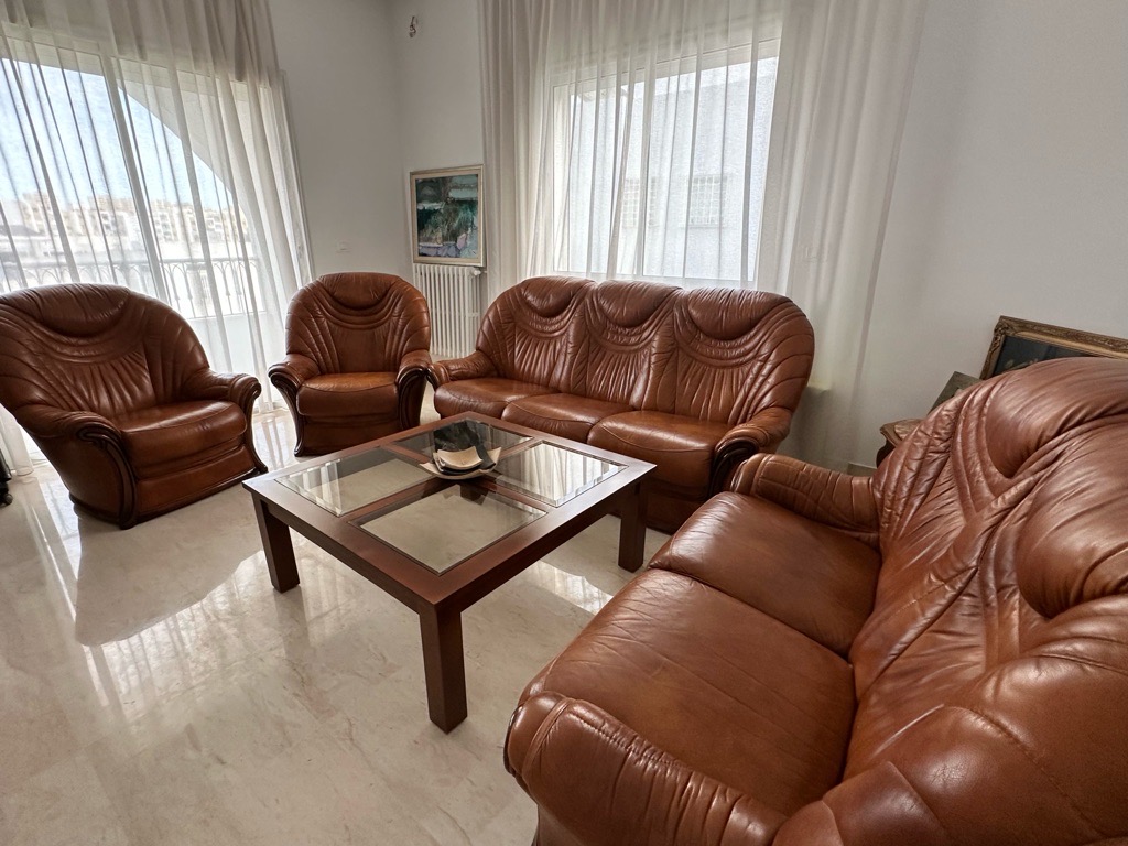 Salon cuir marrons 7 places