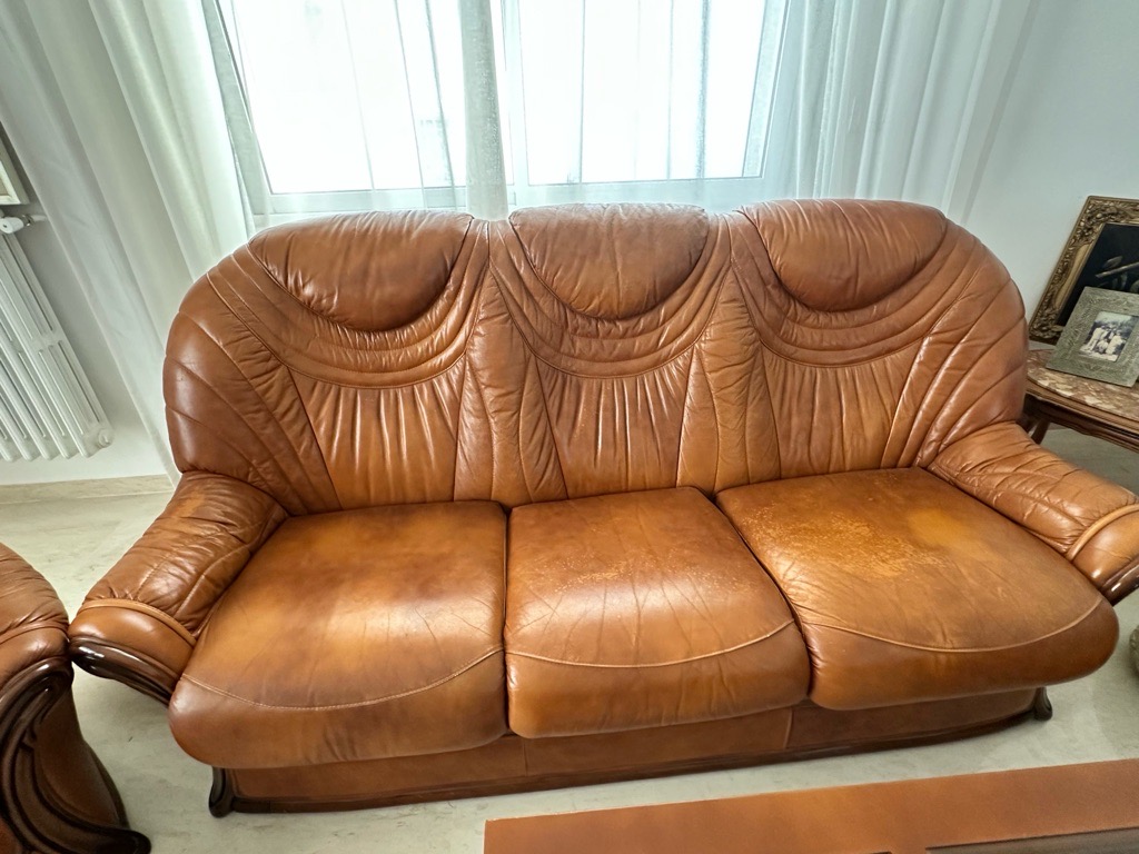 Salon cuir marrons 7 places