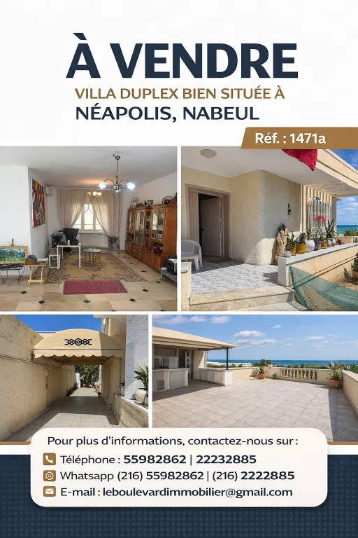 A vendre villa S+4 à Néapolis , Nabeul 