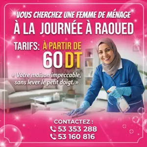 femme de menage par jour a raoued