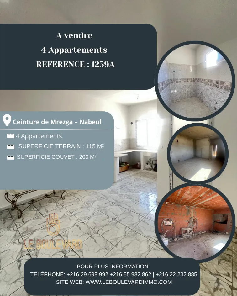 A Vendre Immeuble R+1 à La Ceinture De Mrezga, Nabeul 