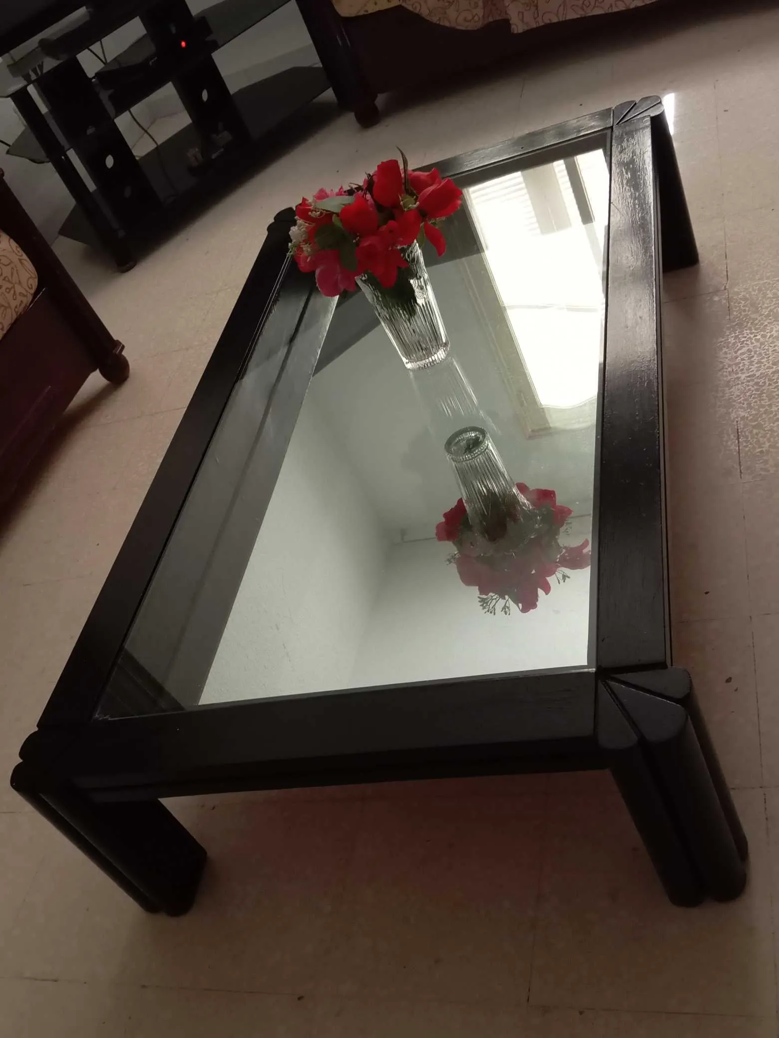 Table basse miroir de salon