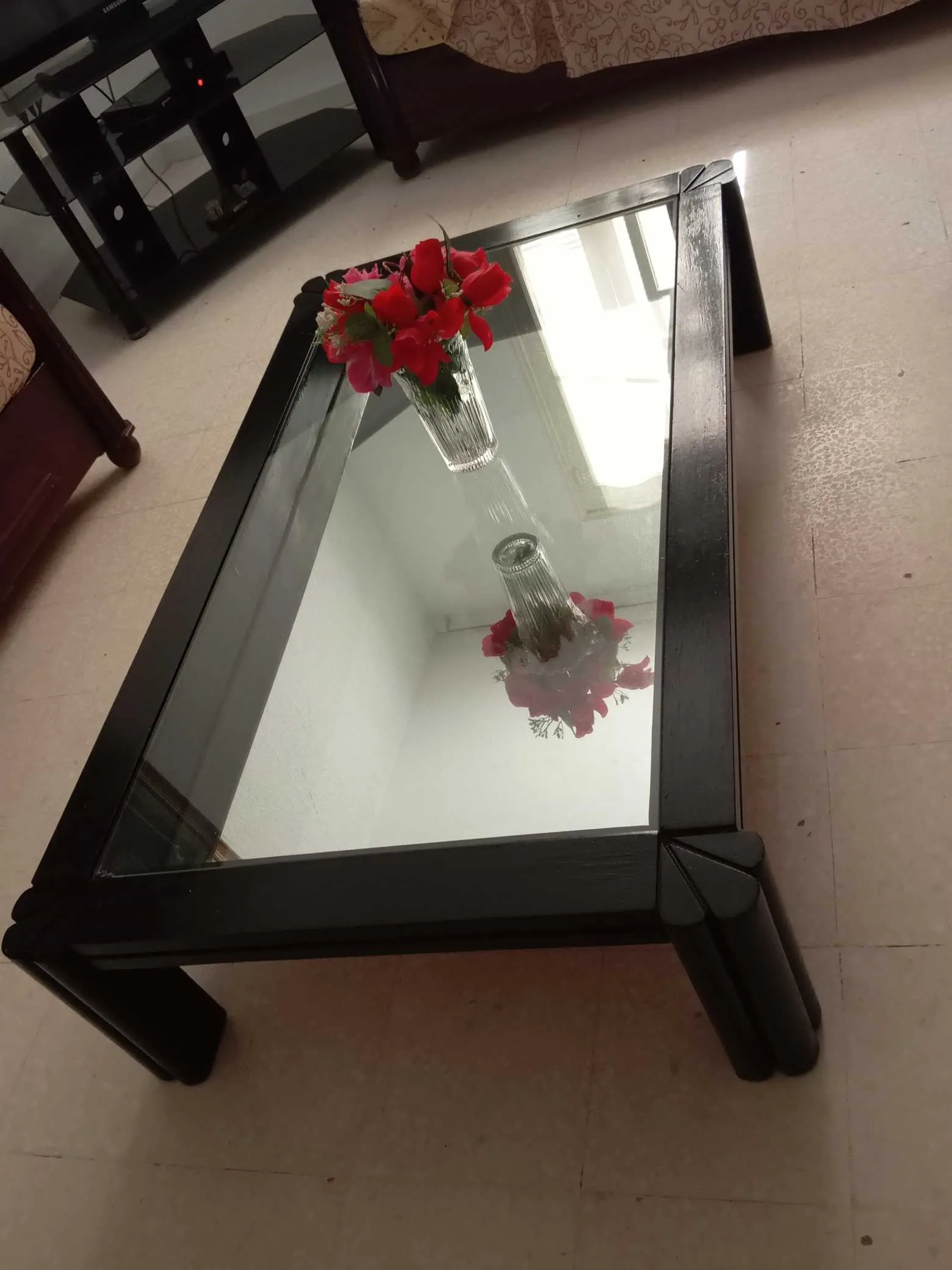 Table basse miroir de salon