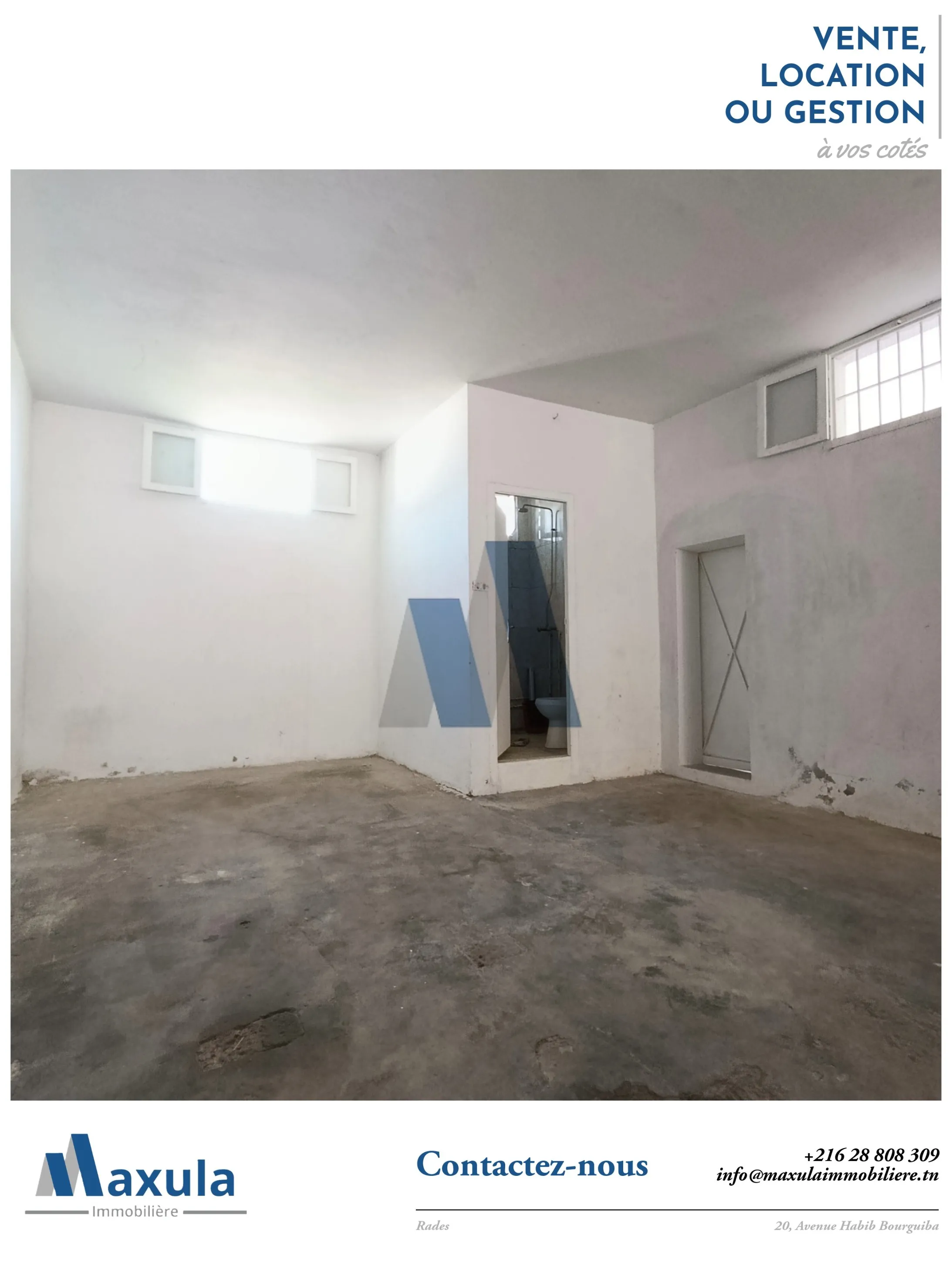 À LOUER LOCAL À USAGE DE DÉPÔT RUE ANNABA À BEN AROUS