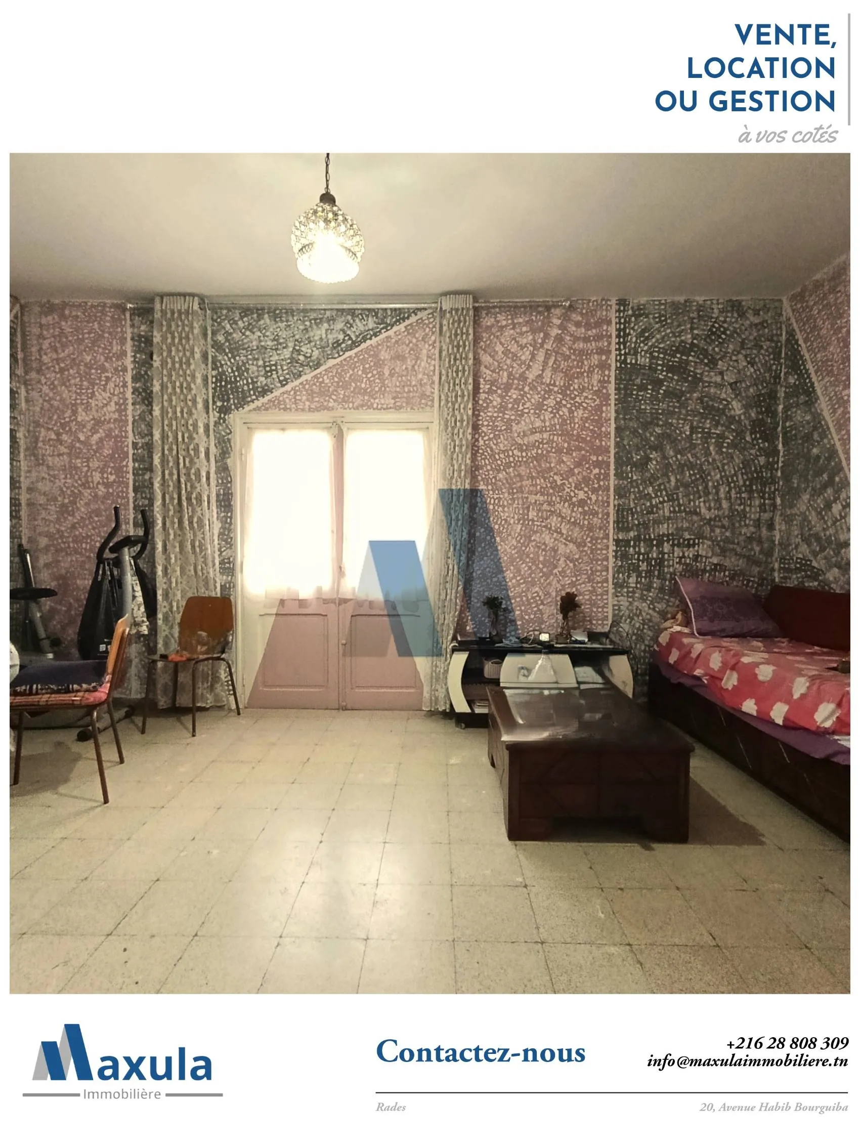 À VENDRE APPARTEMENT S+2 AU 1ER ÉTAGE À RADES SNIT