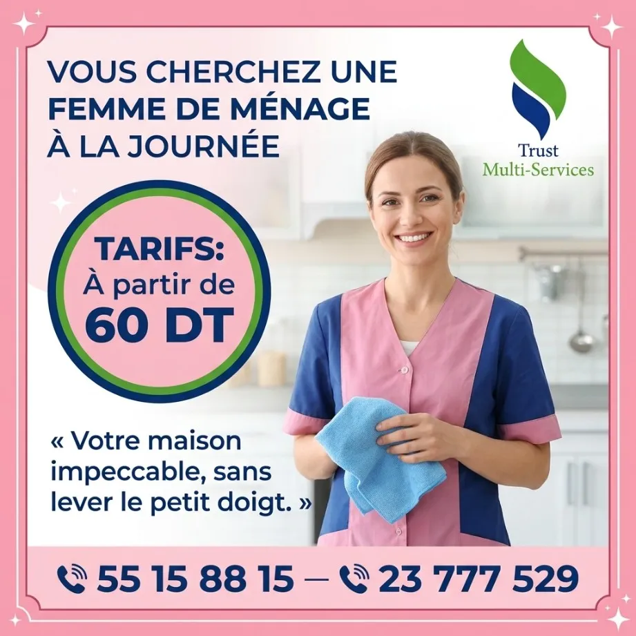 FEMME DE MENAGE PAR JOUR A SOUSSE