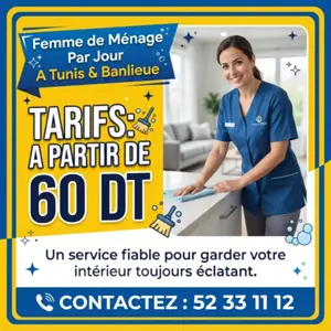 FEMME DE MENAGE PAR JOUR A TUNIS