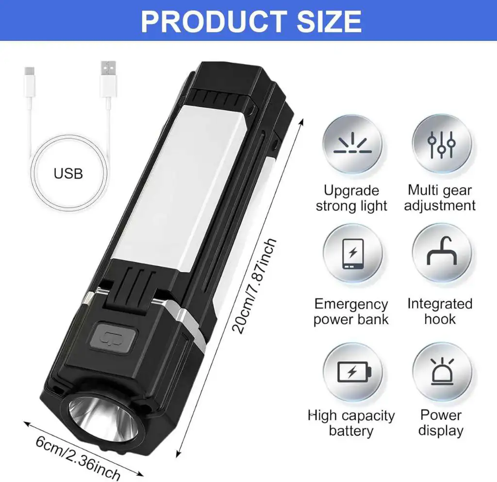 Lampe Camping Rechargeable, 3000 mAh