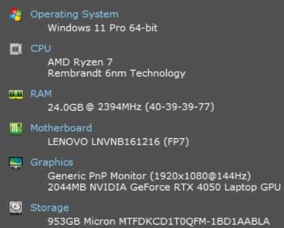 Lenovo LOQ 15ARP9 - RTX 4050/Ryzen 7 7435HS/24Go RAM DDR5/1To SSD  (PRIX NÉGOCIABLE)