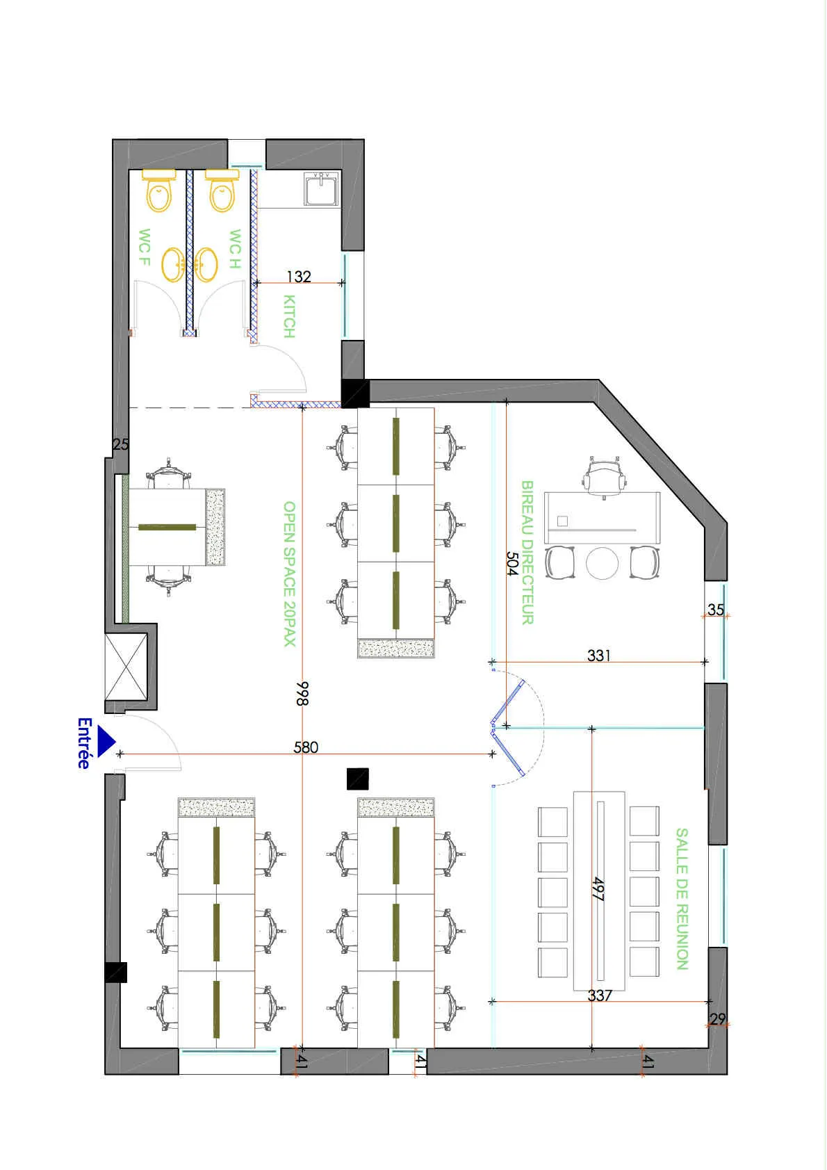 Joli bureau 150 m² retapé à neuf au lac 1