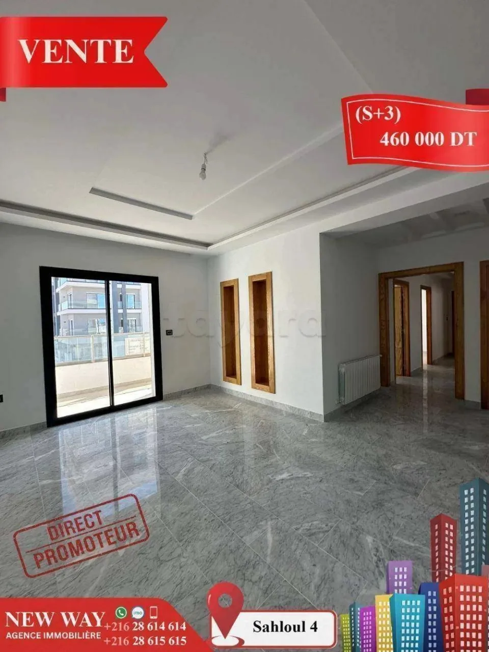 (S+3) Directe Promoteur à Sahloul 4 avec Place de Parking