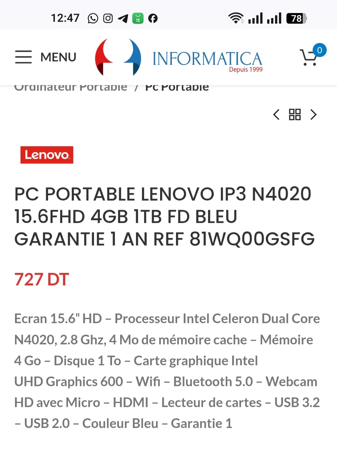 LENOVO 4GB + SSD 256 GB