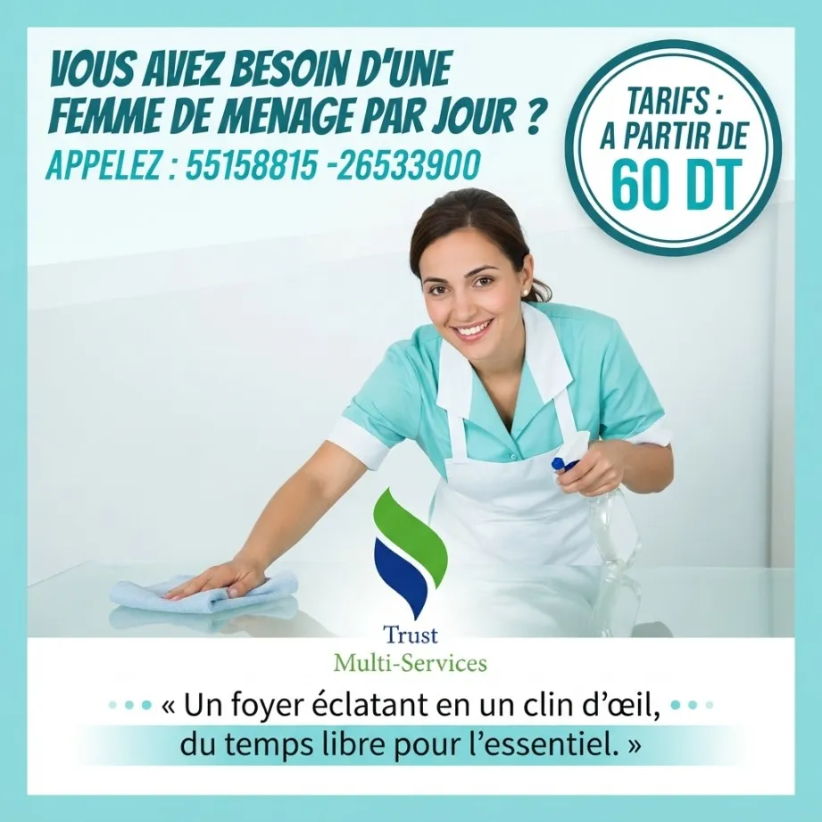 FEMME DE MENAGE PAR JOUR A LA NOUVELLE ARIANA