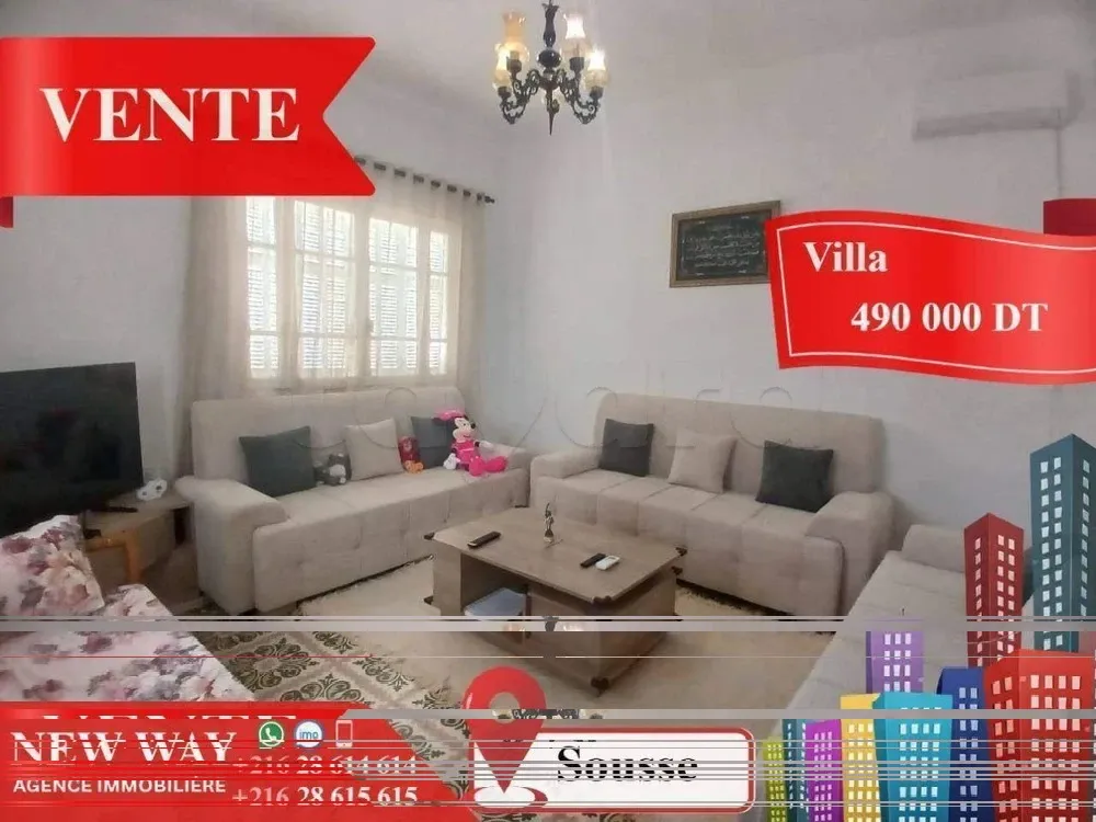 Villa de Plain Pied à Sousse, Proche de toutes Commodités