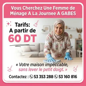 femme de menage par jour a gabes