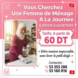 femme de menage par jour a sousse 