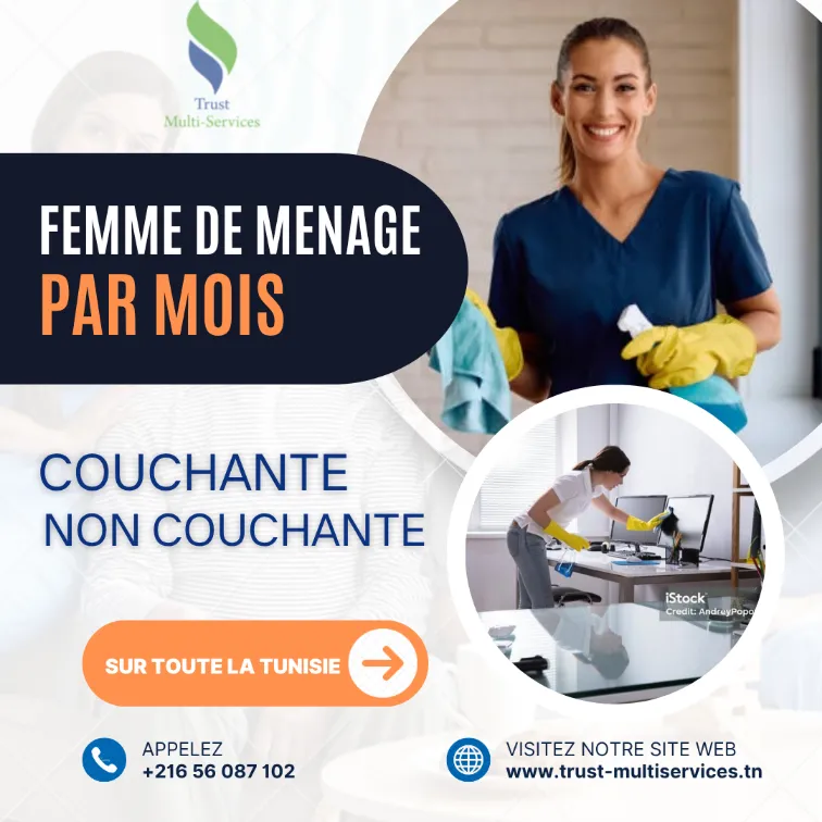 Vous cherchez une femme de ménage par Mois? 