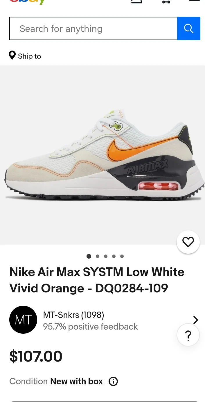 Nike Air Max SYSTM Low White Vivid Orange - DQ0284-109