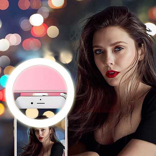 LED Selfie Ring Light Mobile Phone Clip-On Lamp Portable USB Charge