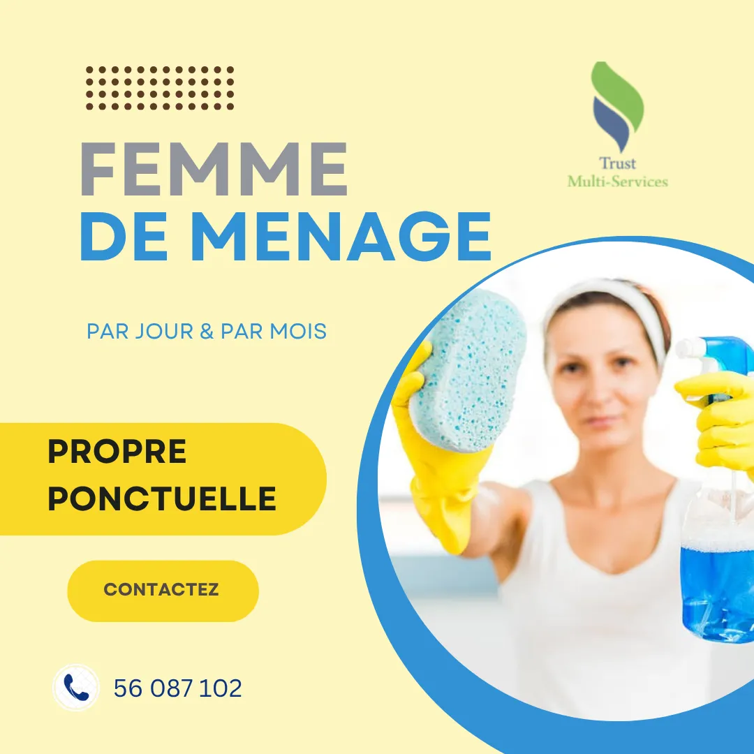 Femme de Ménage Polyvalente à Votre Service – Par Mois