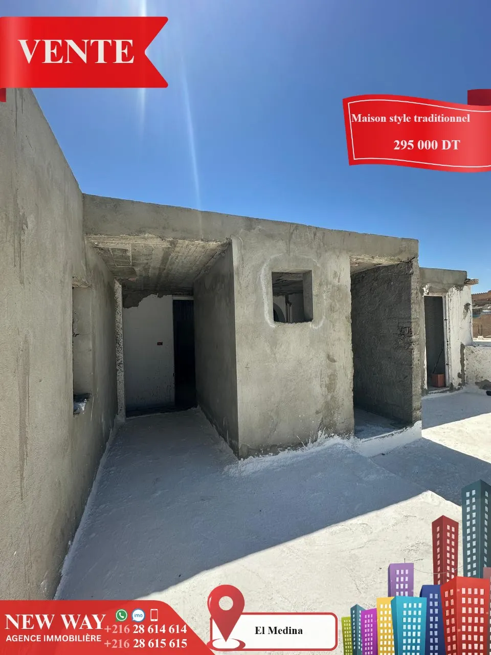 Maison style traditionnel à EL Médina Sousse ouvre sur trois rues