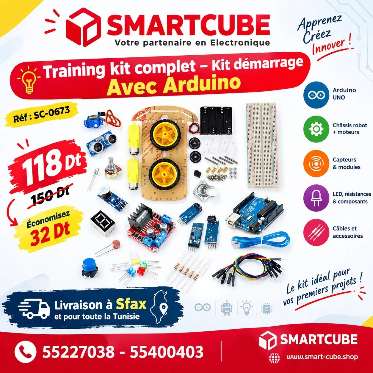 Training Kit Complet – Kit Démarrage Avec Arduino