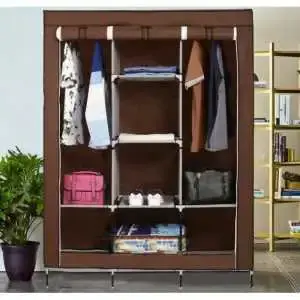 Armoire de rangement en tissu pliable avec structure métallique 130 x 45 x 175 cm