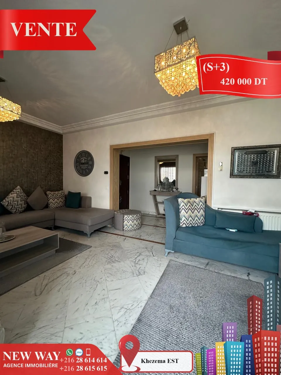 (S+3) à Khezema EST avec Place de Parking
