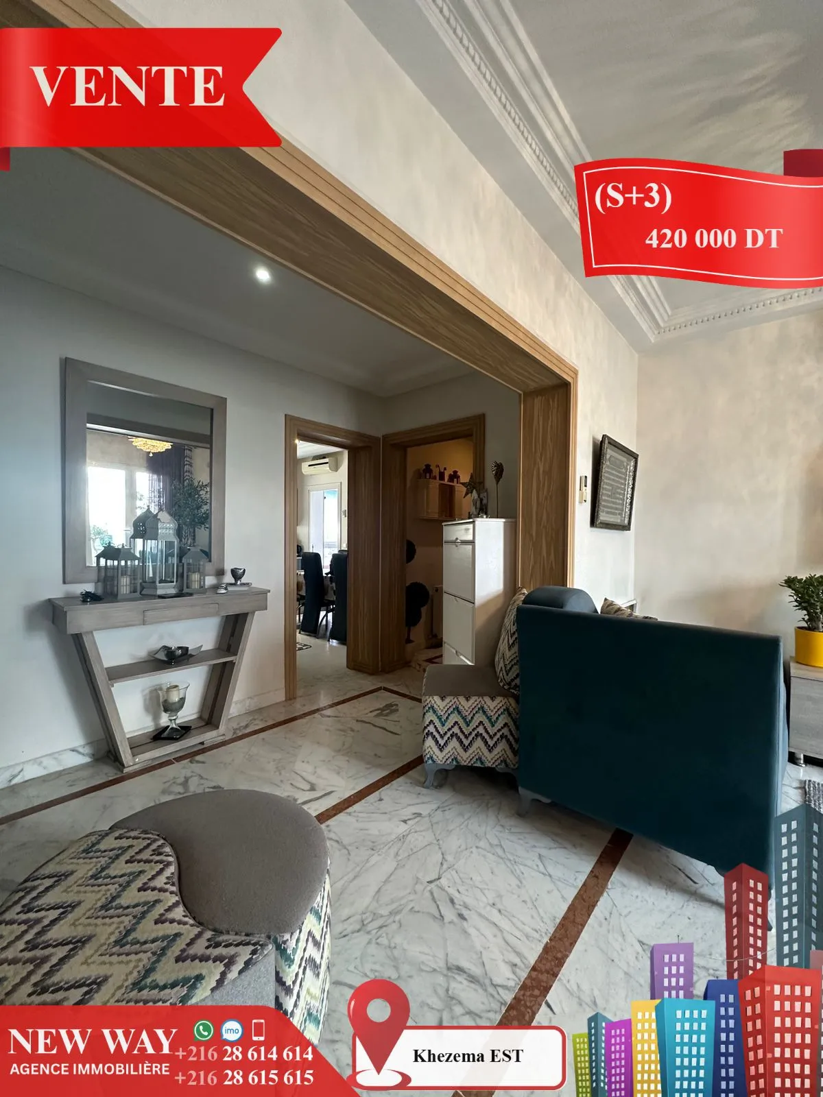 (S+3) à Khezema EST avec Place de Parking